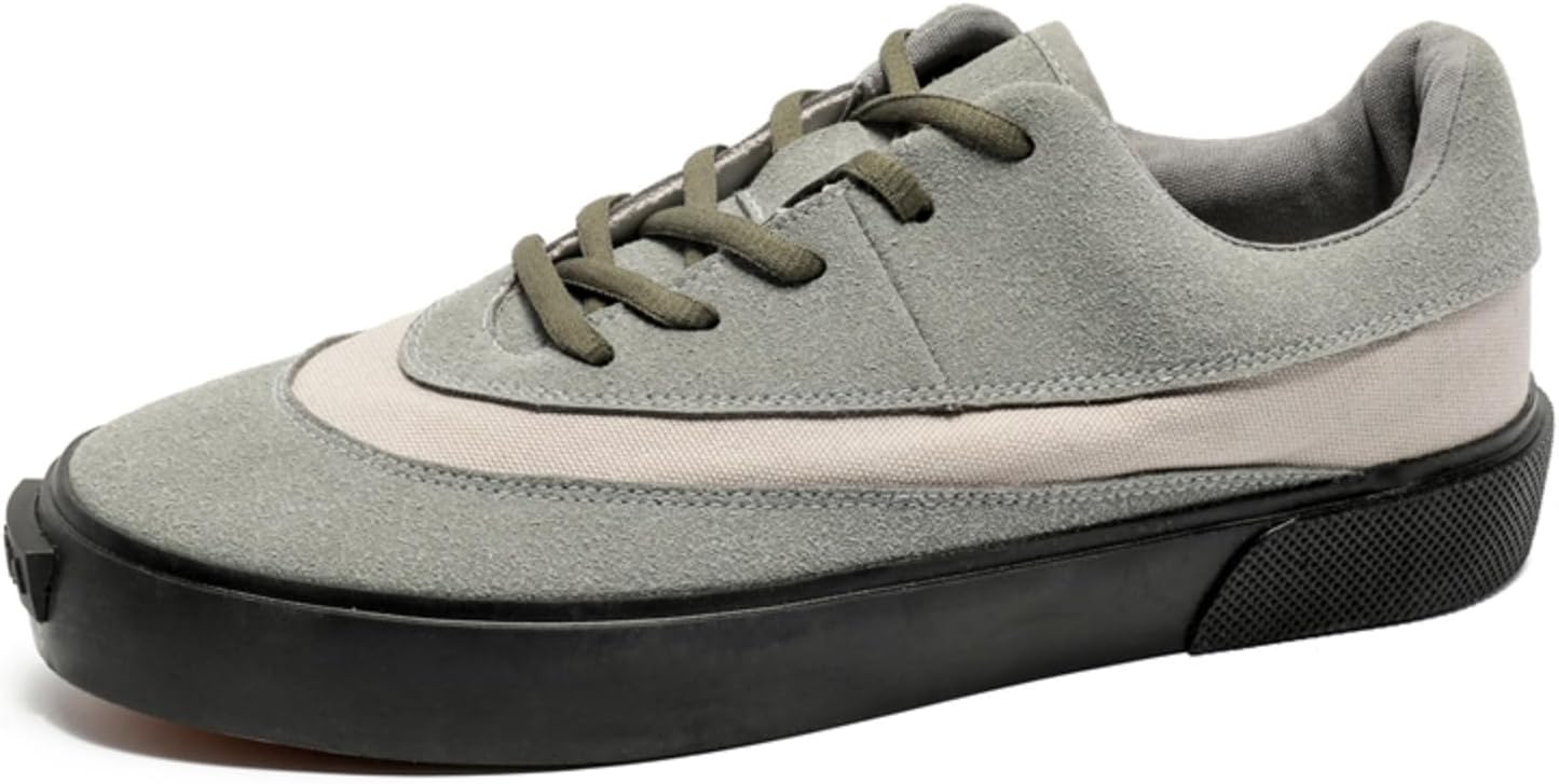 

Мужские винтажные кеды с шнуровкой, модные, вулканизированные, из замши и хлопка, удобные, легкие, с нескользящей подошвой, дышащие, для повседневных прогулок, вождения, уличного стиля, шопинга, ежедневных поездок и кампуса Yrzhgdl, серый