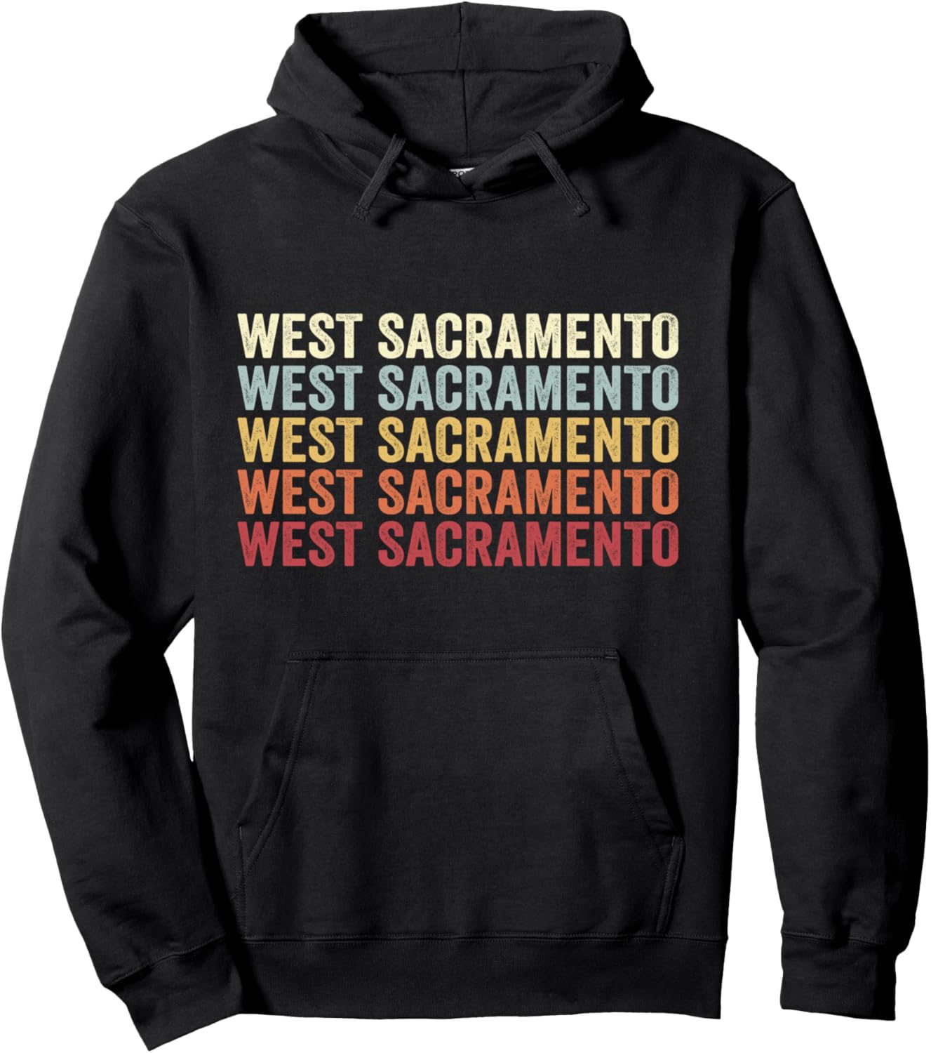

Вест-Сакраменто, Калифорния, ретро-винтажная толстовка West Sacramento California West Sacramento Ca, черный
