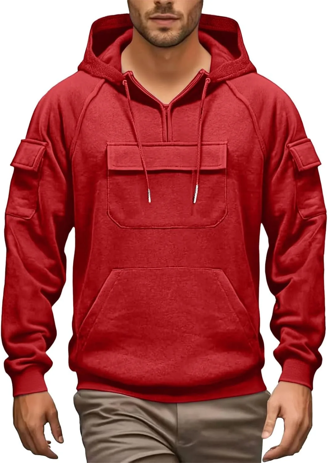 

Толстовка с капюшоном Cargo для мужчин, тактическая, с четвертью молнии