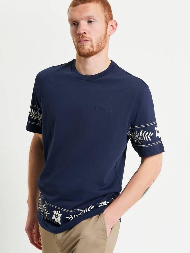 

Футболка Regular Fit из органического хлопка с цветочной каймой Ben Sherman, Dark Navy