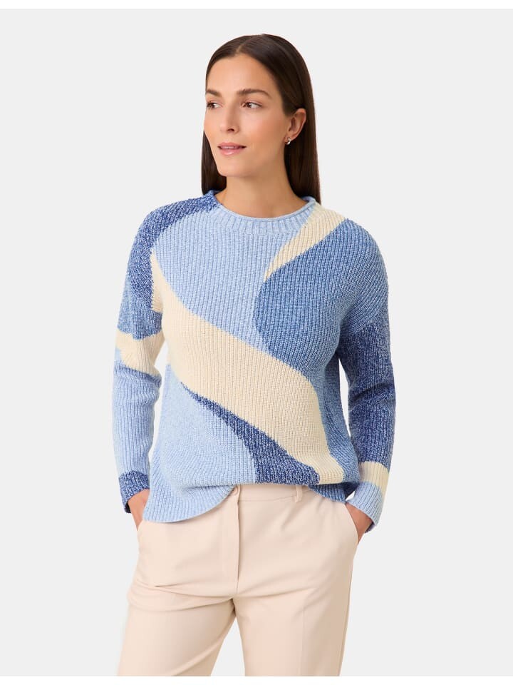 

Пуловер Gerry Weber Pullover Langarm Rundhals, цвет royal blue/water intarsia