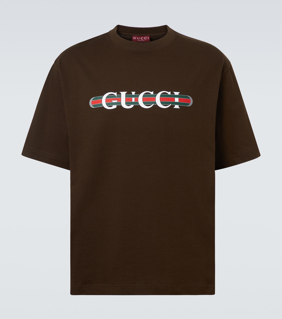 

Футболка из хлопкового джерси с логотипом Gucci, Brown/Mc