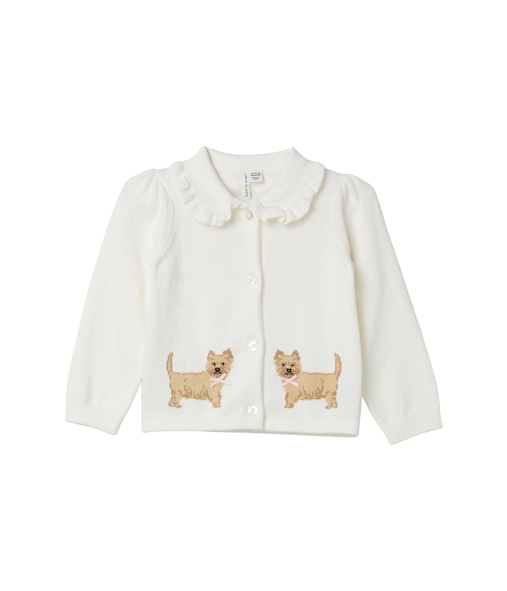 

Свитер Janie and Jack Dog Icon Collared Cardigan, белый