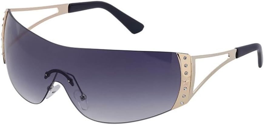 

Солнцезащитные очки для женщин в стиле ретро, ​​большие солнцезащитные очки обтекаемой формы, женские солнцезащитные очки без оправы Da Sole Donna generic, C2 Gold Double Gray