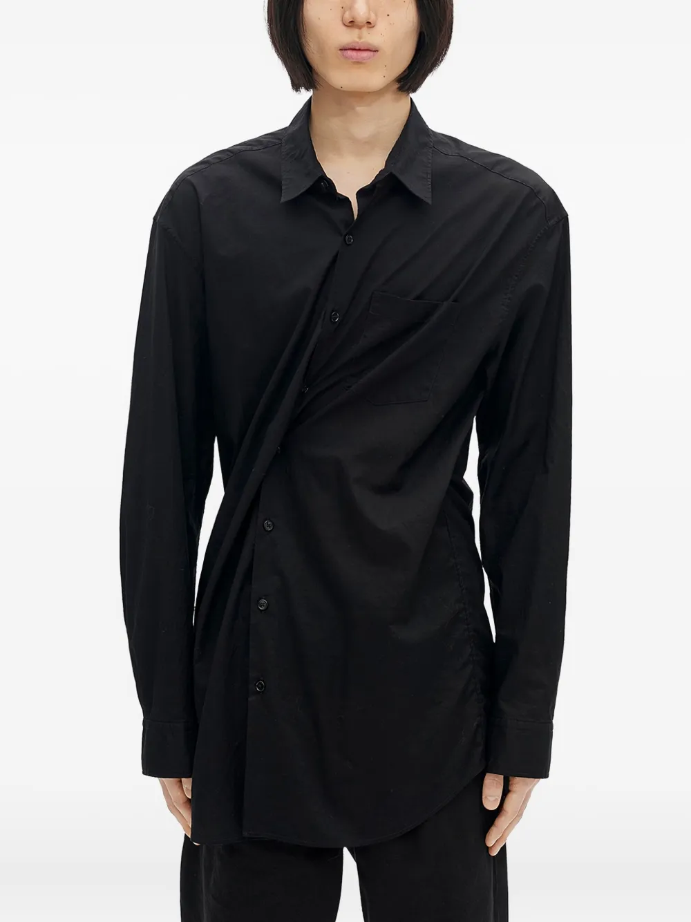 

Драпированная хлопковая рубашка Ann Demeulemeester, черный