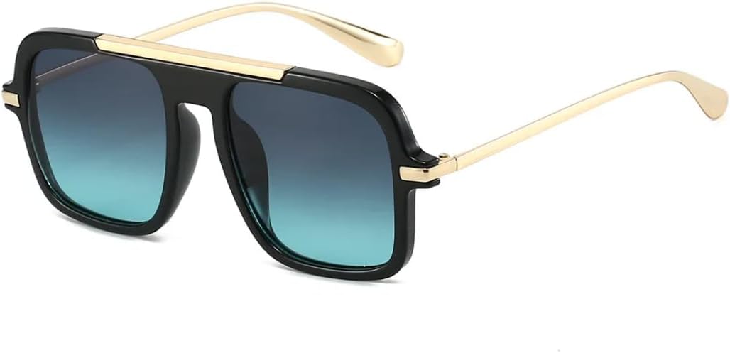 

Ретро-градиентные солнцезащитные очки для мужчин и женщин, роскошные, с индивидуальным дизайном, защита от УФ-излучения UV400, модные и универсальные UATXTAU, Black Grey Blue