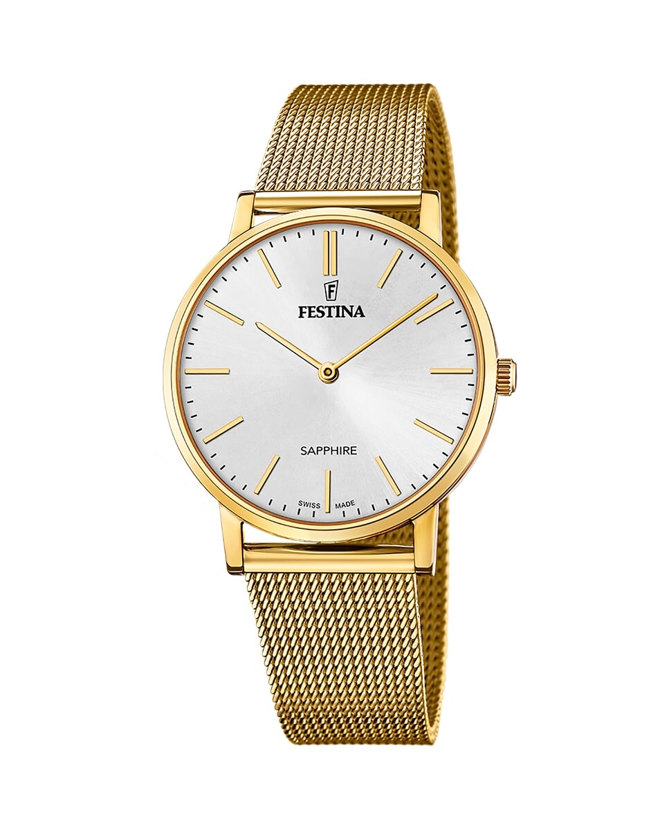 

F20022/1 Мужские часы из золотой стали, сделанные в Швейцарии Festina, золотой
