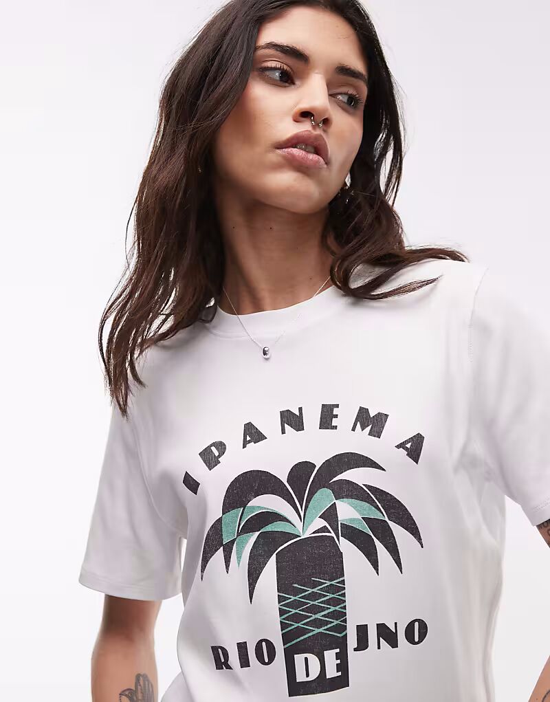 

Футболка Topshop Ipanema с графическим принтом в цвете «кремовый»