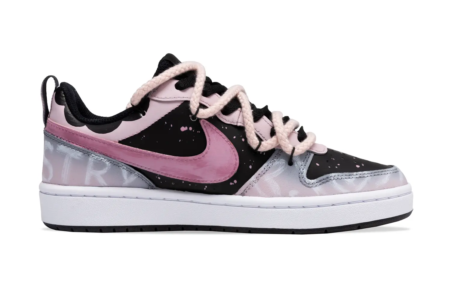 Nike Court Borough 2 Love Note, универсальные низкие кроссовки для скейтбординга для детей, цвет черный, розовый, для подростков — фото 3