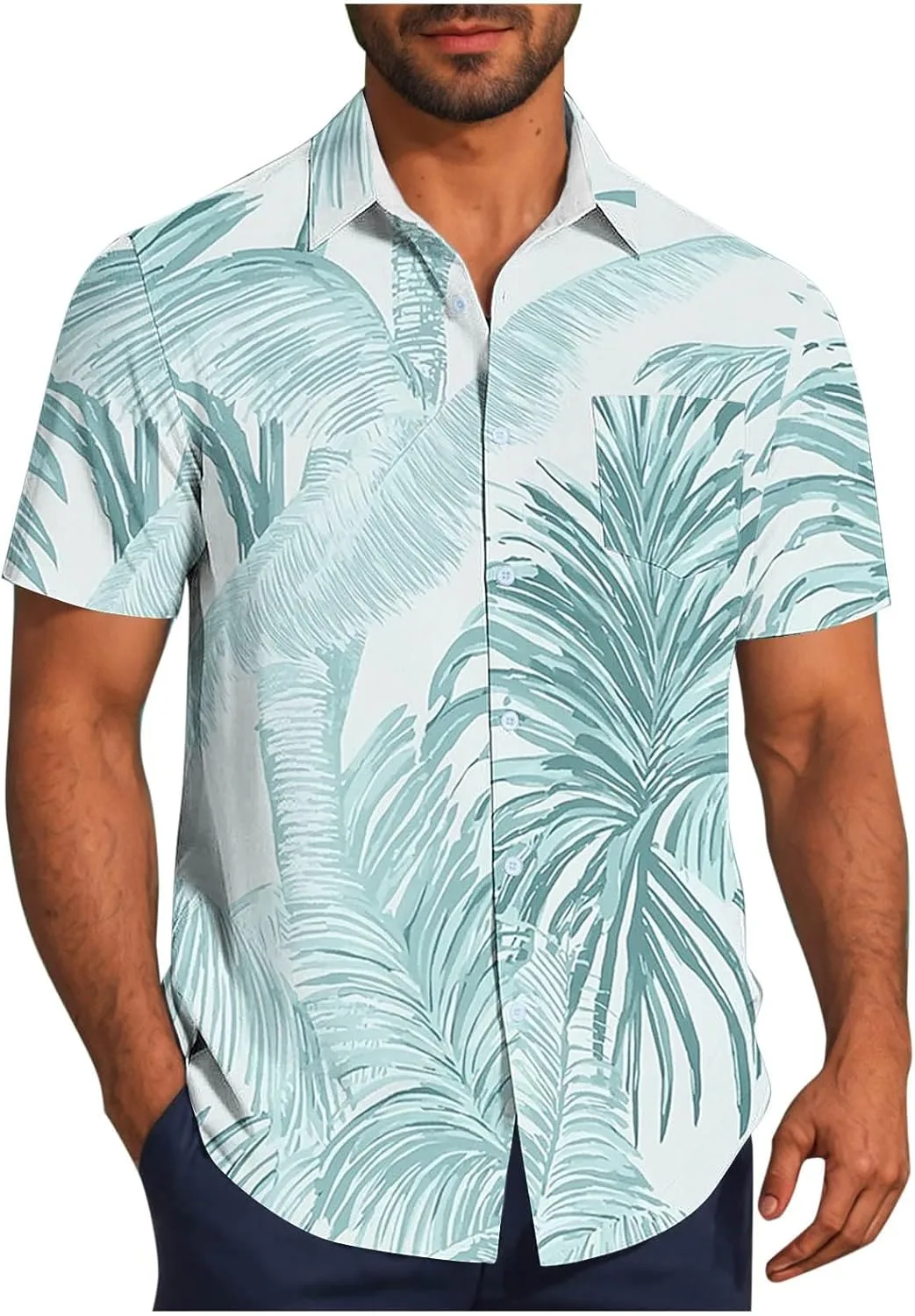 

Гавайская рубашка для мужчин Loose Fit Casual с тропическим принтом TXGMNA