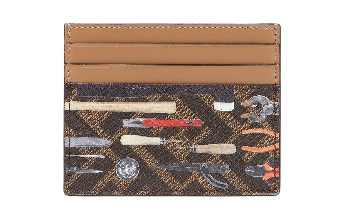 

FENDI Кожаный картхолдер унисекс коричневый