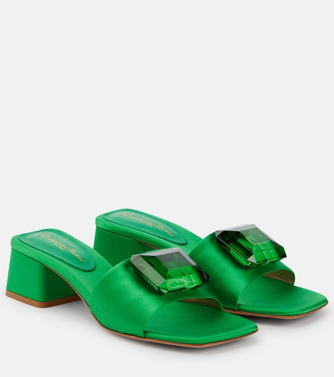 Атласные босоножки jaipur с декором Gianvito Rossi, зеленый