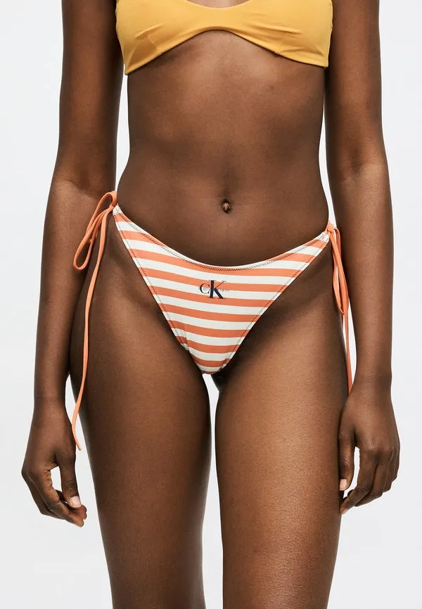 Плавки-Бикини с завязками по бокам и графическим монограммом Calvin Klein Swimwear, Orange — фото 3