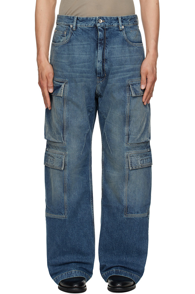 

Голливудские джинсы с двойными карманами Rick Owens Drkshdw, индиго