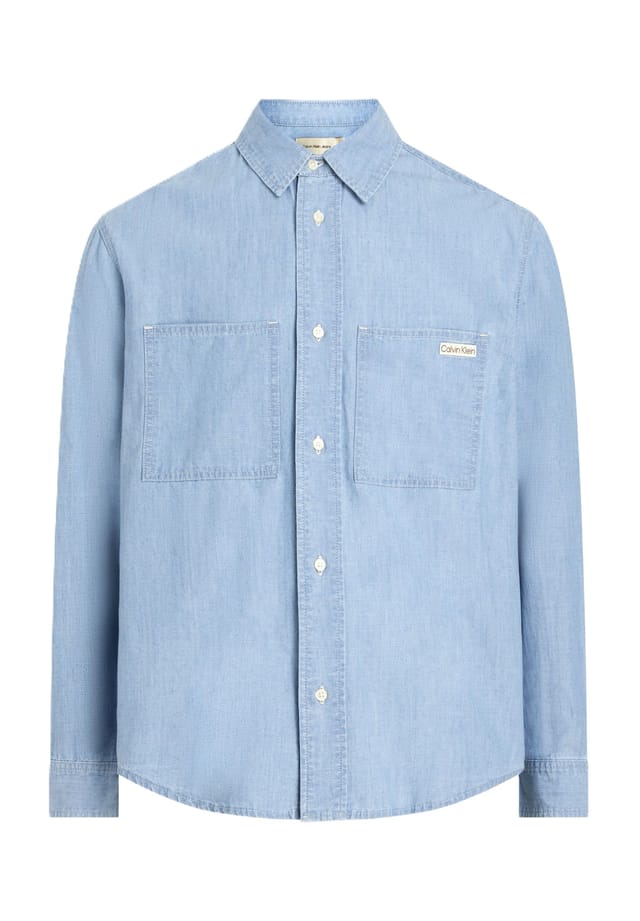 

Джинсовая рубашка с длинными рукавами и воротником Kent Calvin Klein Jeans, синий