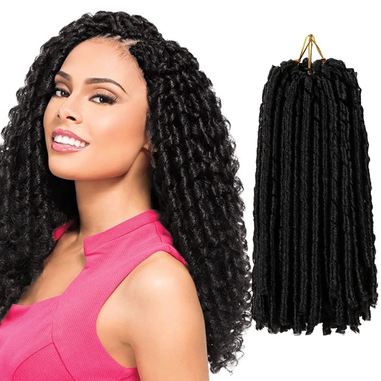 Искусственные дреды Soft Curls Crochet Hair, 4 упаковки Alileader, #Black