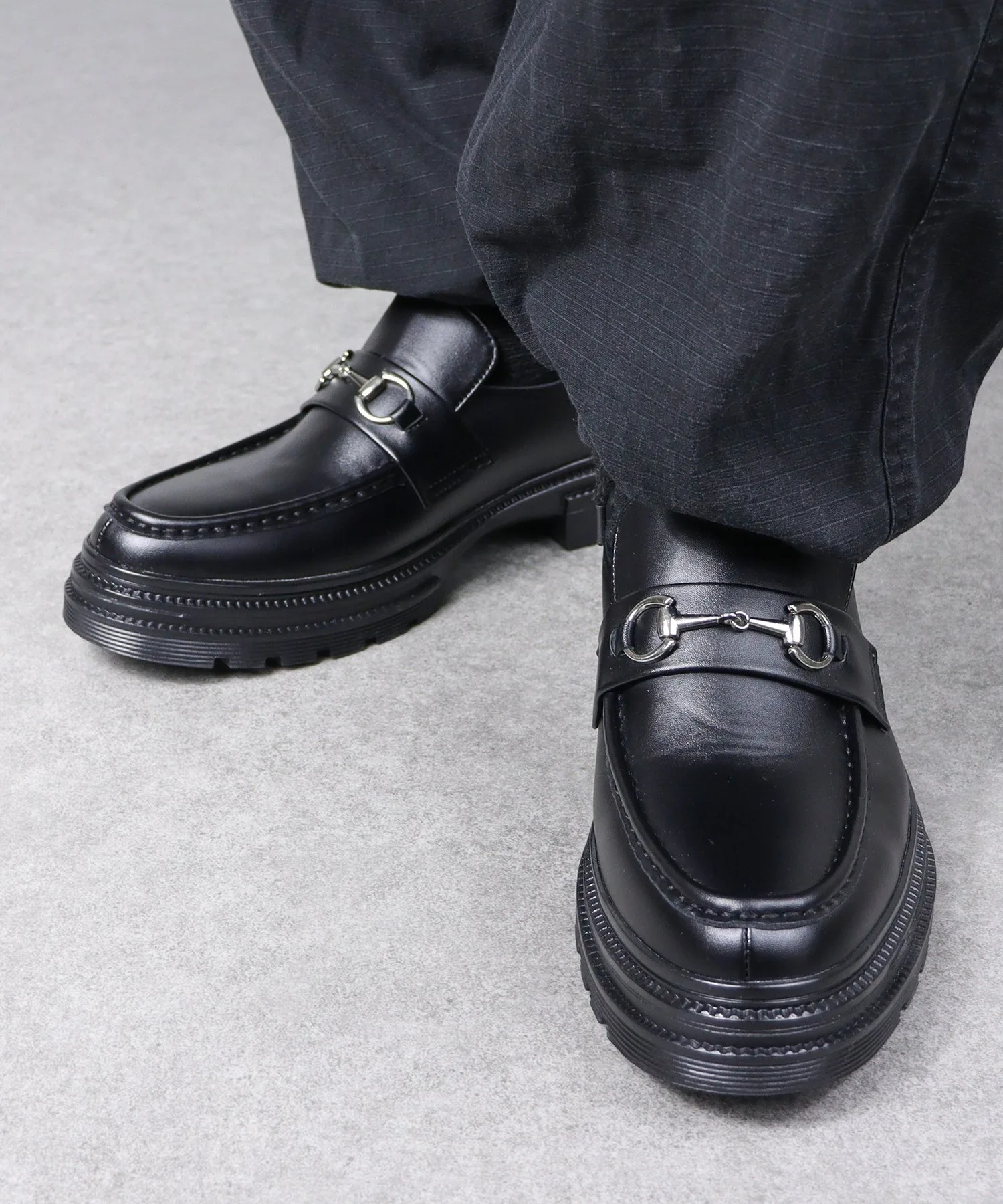 Мужские лоферы с высоким каблуком 4.5 см Bit Loafer Dedes черные