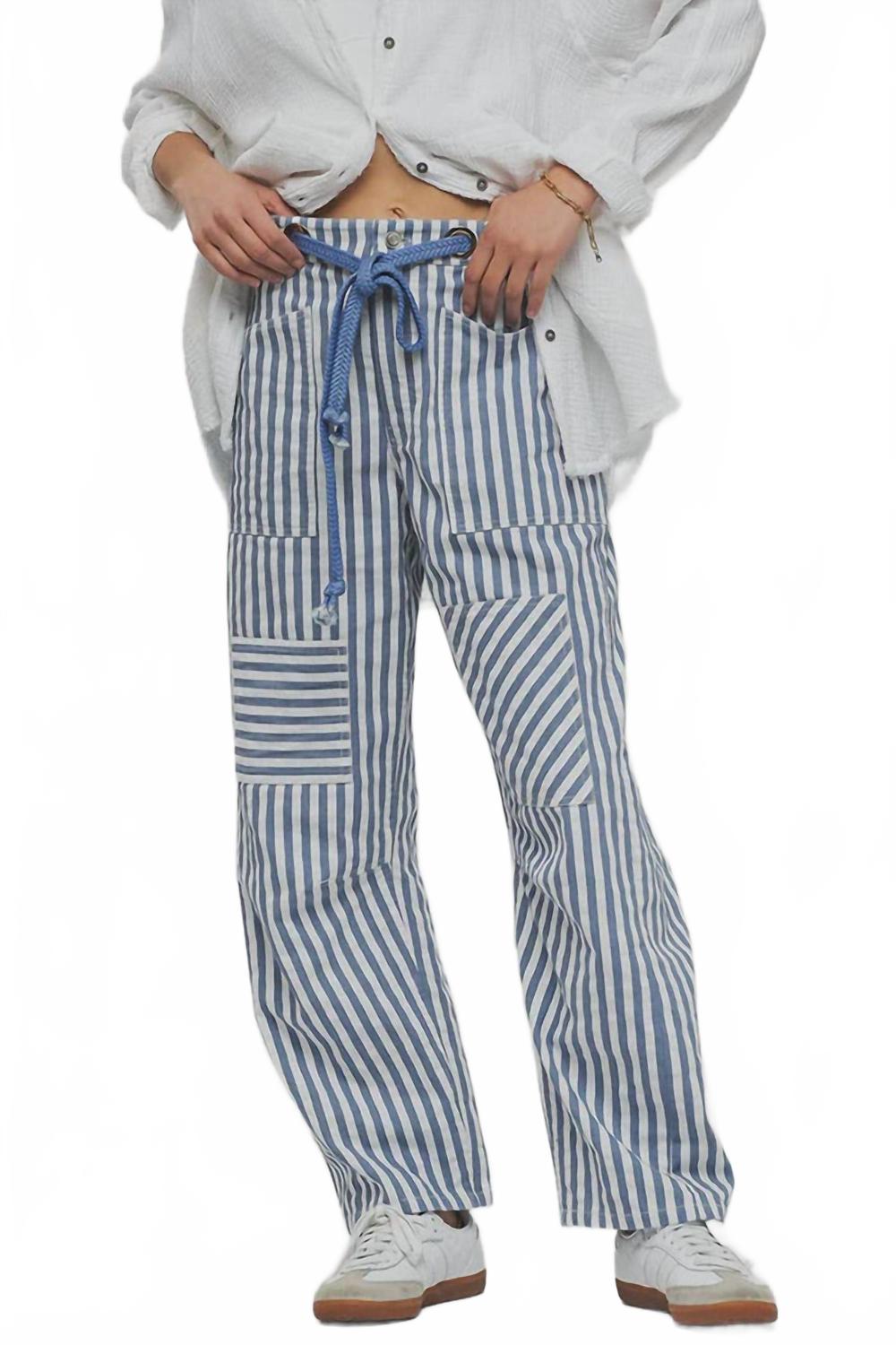 

Синие полосатые брюки с карманами Urban Daizy