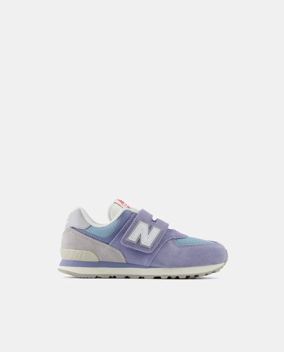 

New Balance 574 повседневная детская обувь на липучке, фиолетовый
