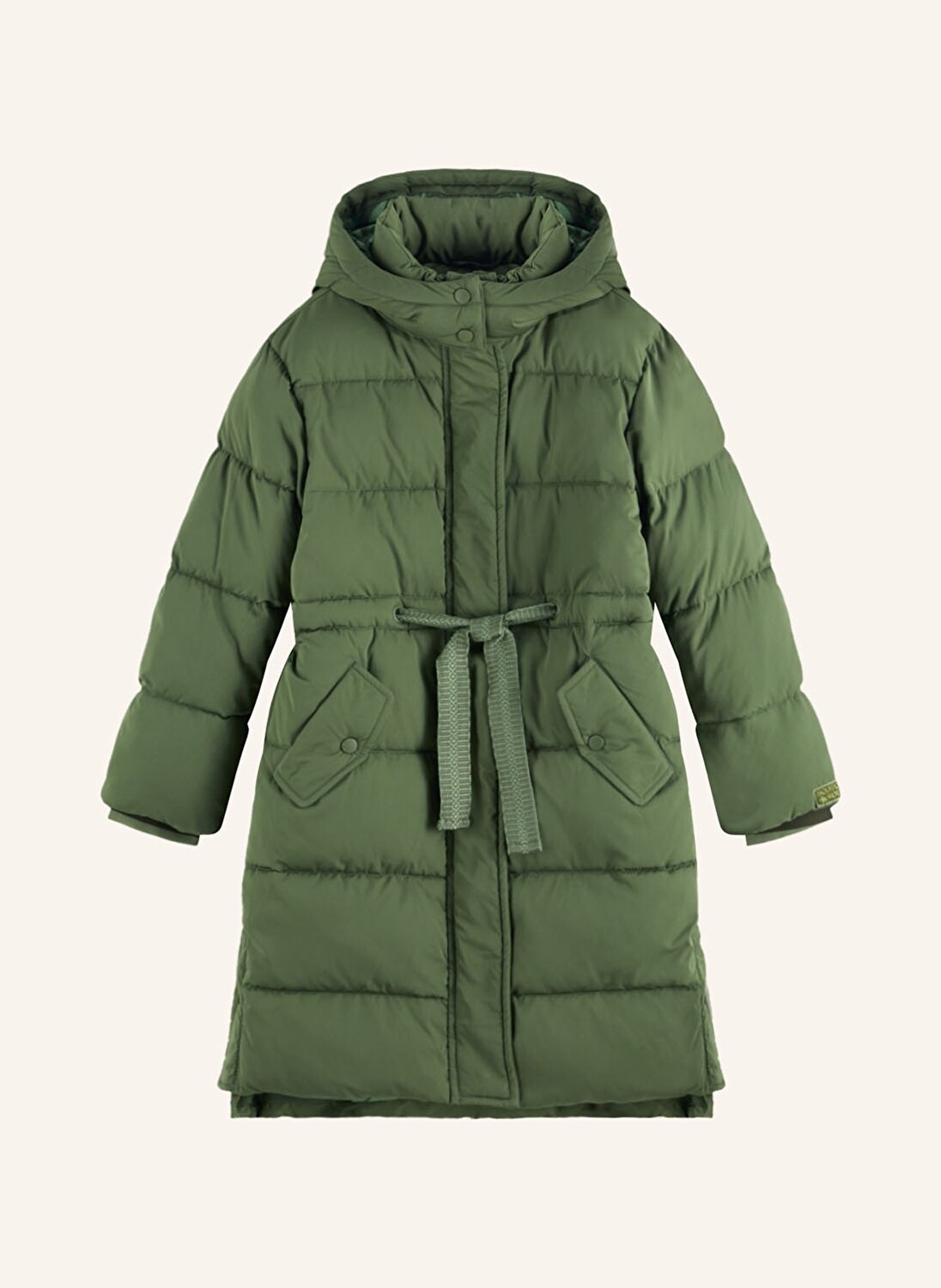 

Стеганое пальто со съемным капюшоном Scotch & Soda, зеленый