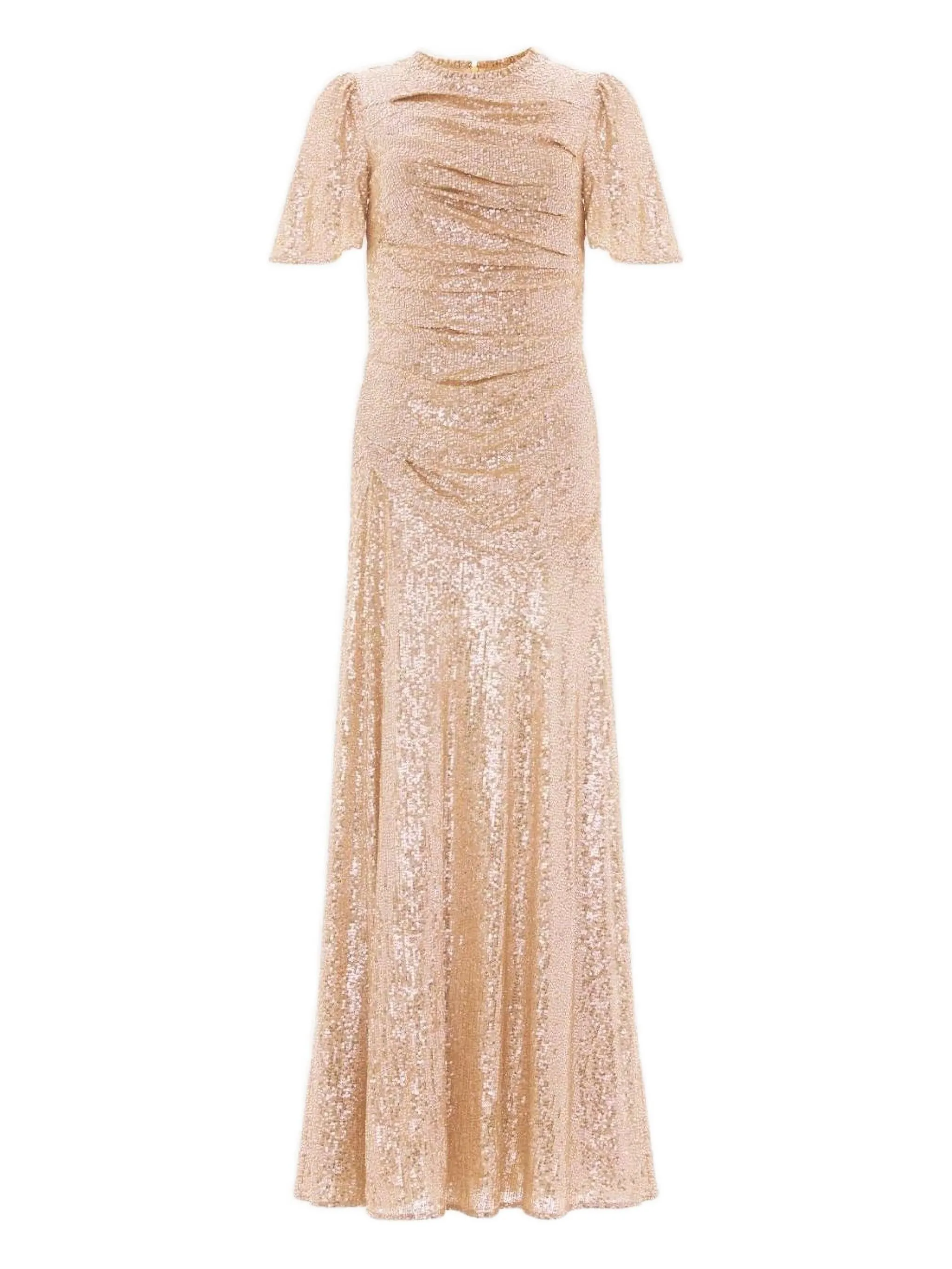 

Платье со сборками и пайетками Needle & Thread, бежевый