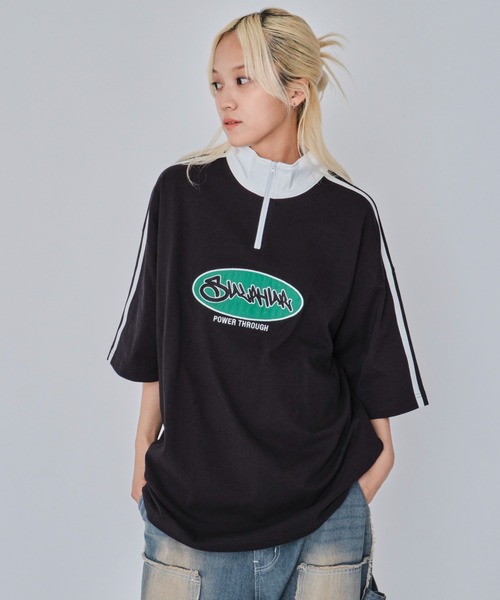 

Футболка, половинная молния, heavyweight WEGO, черный