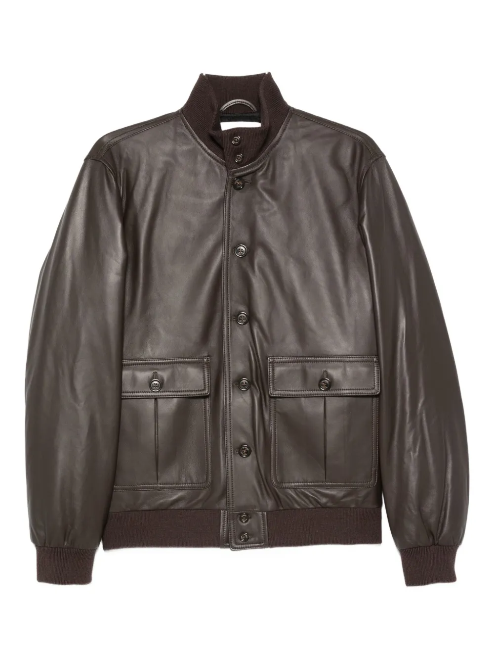 

Кожаная куртка с клапанными карманами и застежкой на пуговицы Valstar, коричневый