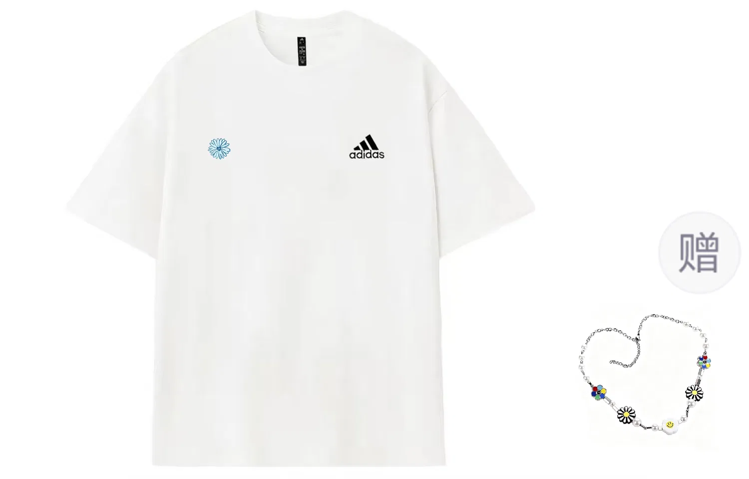 Футболка Adidas MUST HAVES с принтом ромашек, цвет экрю — фото 3