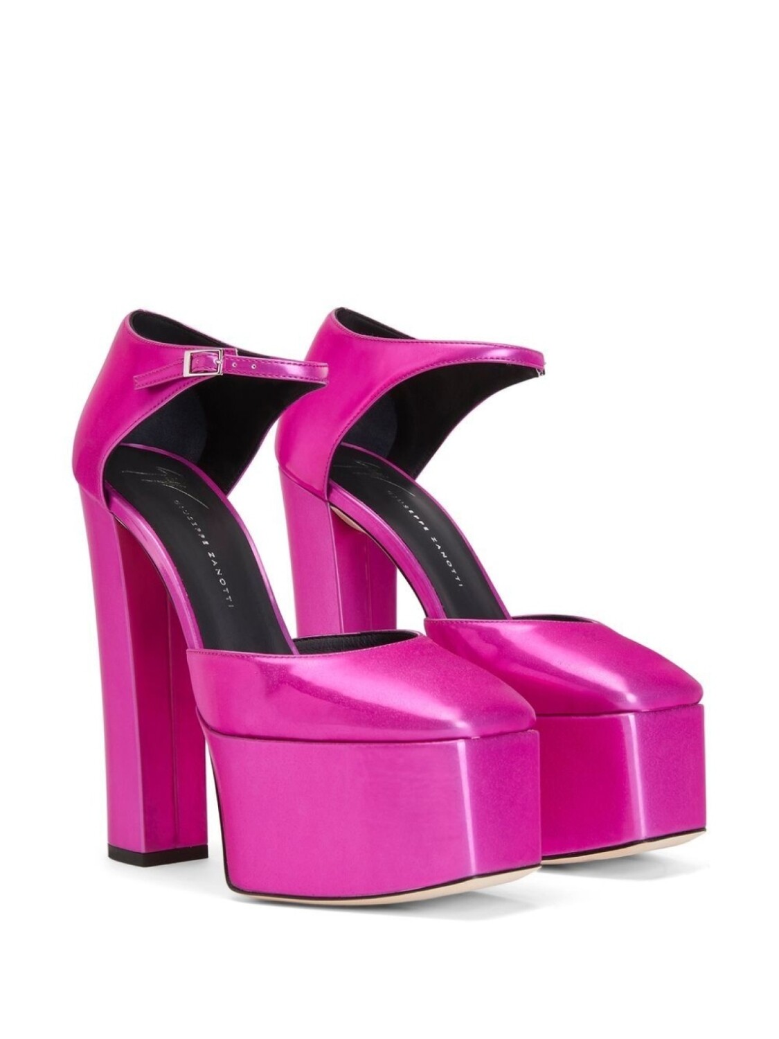

Giuseppe Zanotti туфли на блочном каблуке с эффектом металлик, розовый
