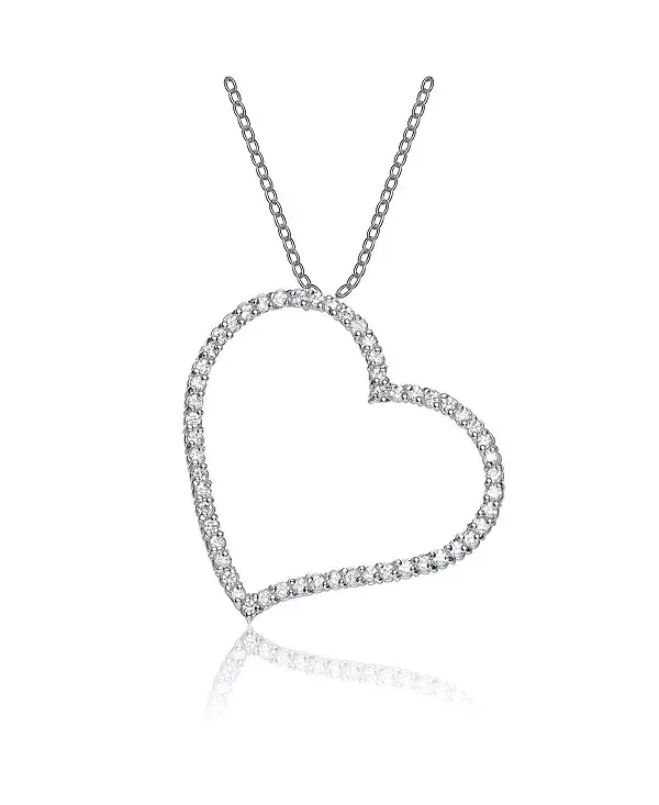 

Тонкое ожерелье из стерлингового серебра с круглыми кубическими цирконами в форме открытого сердца Genevive, silver