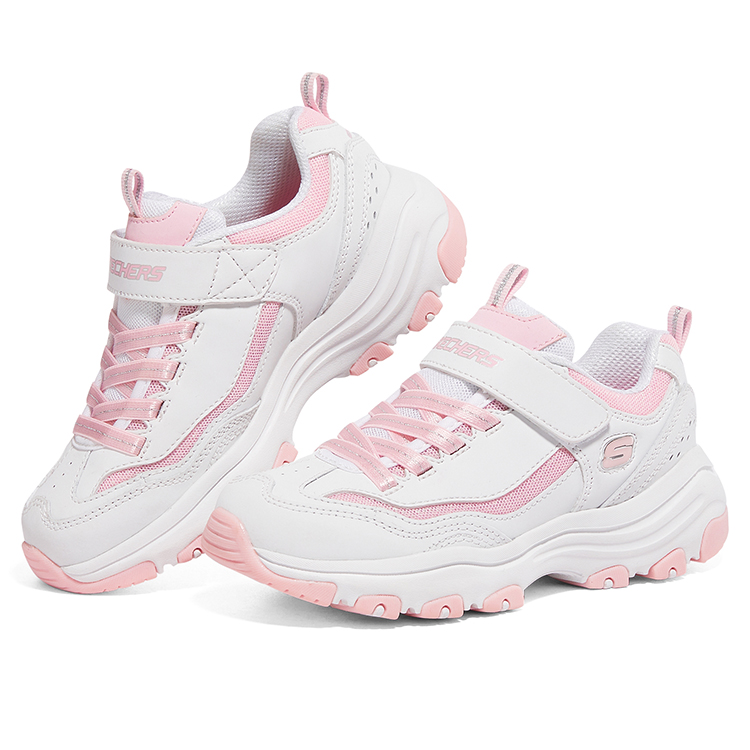 Skechers Амортизирующие, износостойкие, нескользящие, детские, повседневные кроссовки, белые, розовые, подростковые — фото 4