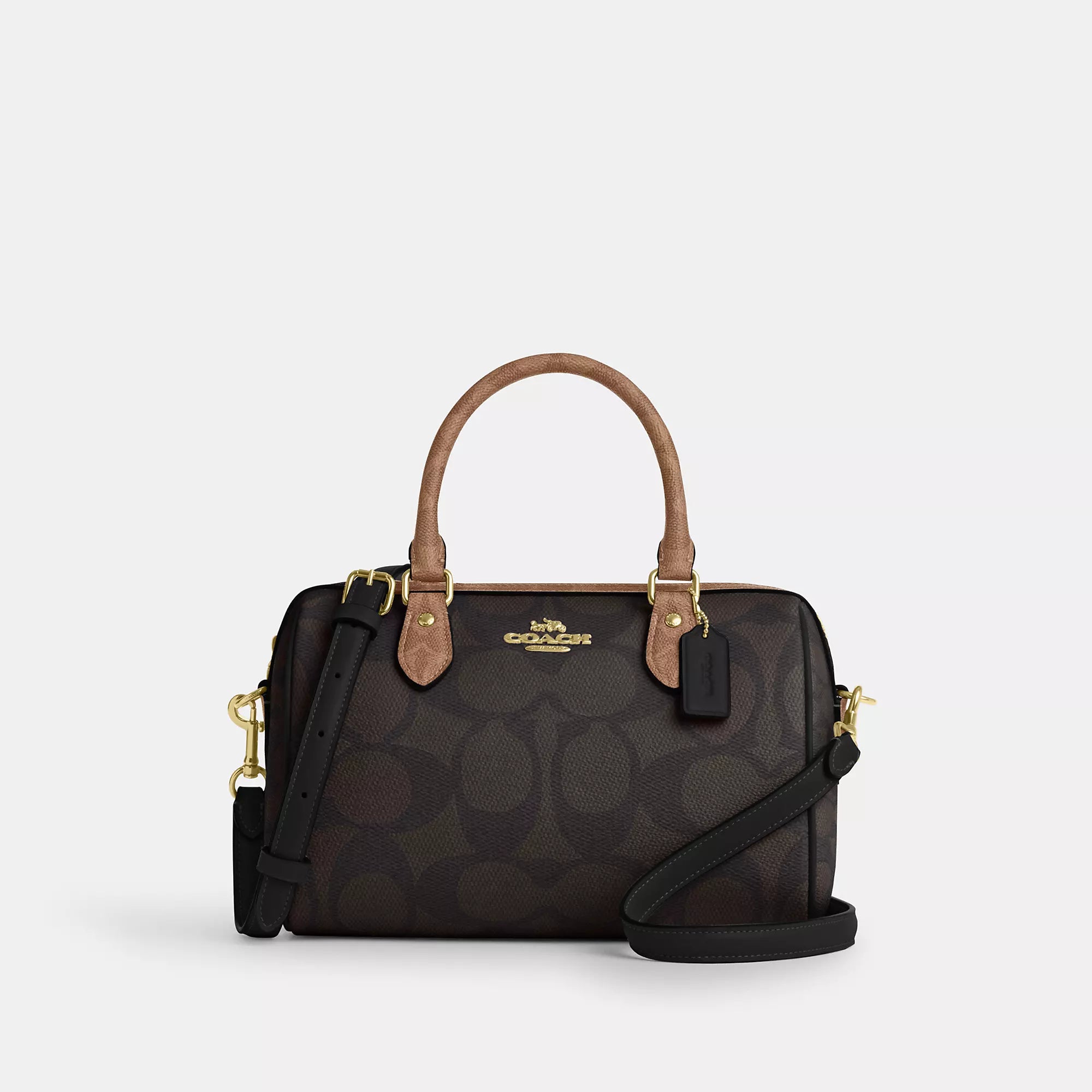 

Сумка-портфель Coach Outlet Rowan из холщовой ткани Blocked Signature, цвет gold/walnut/tan, Коричневый, Сумка-портфель Coach Outlet Rowan из холщовой ткани Blocked Signature, цвет gold/walnut/tan