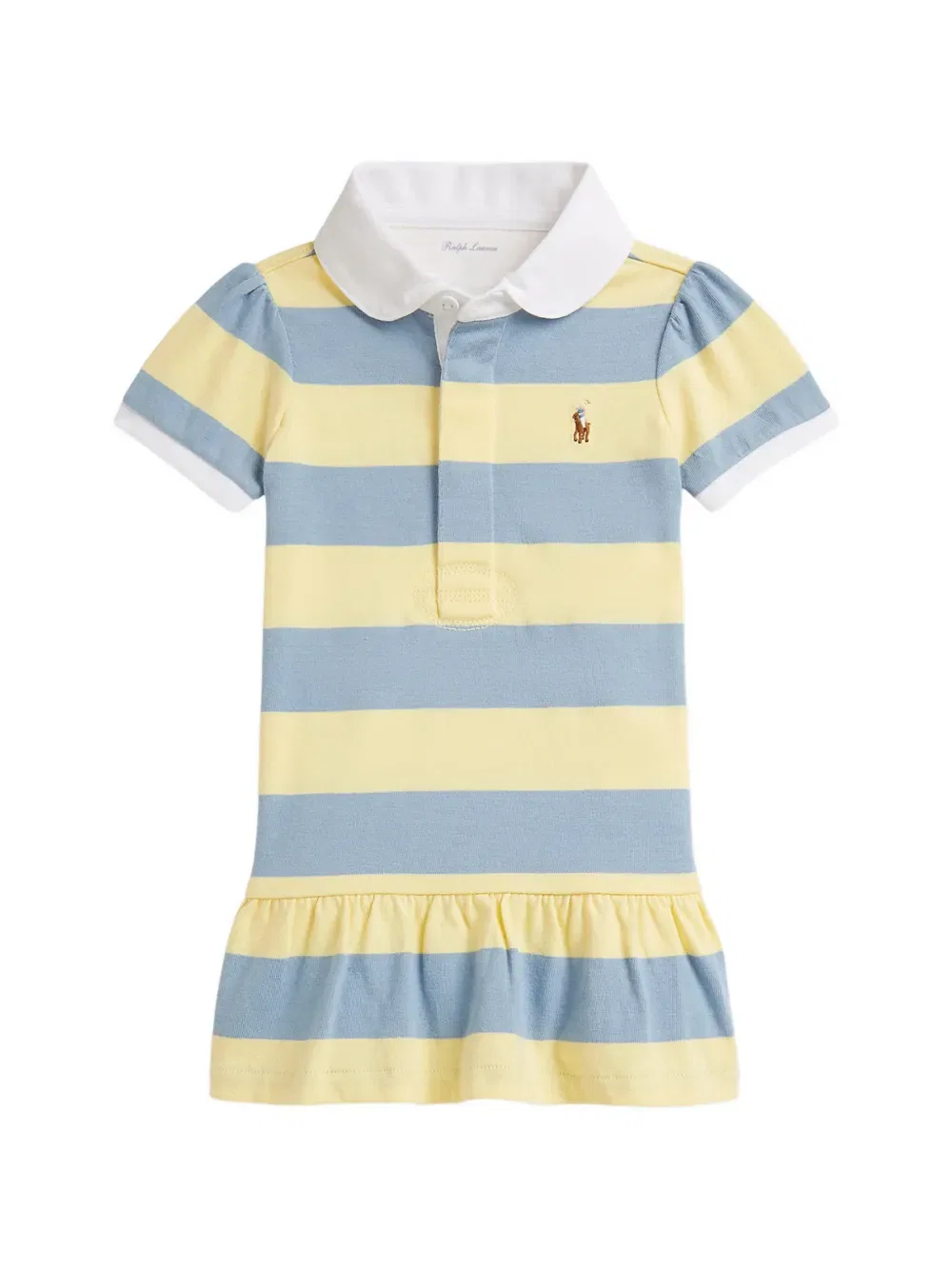 Полосатое платье с оборками Polo Ralph Lauren Kids, синий — фото 3