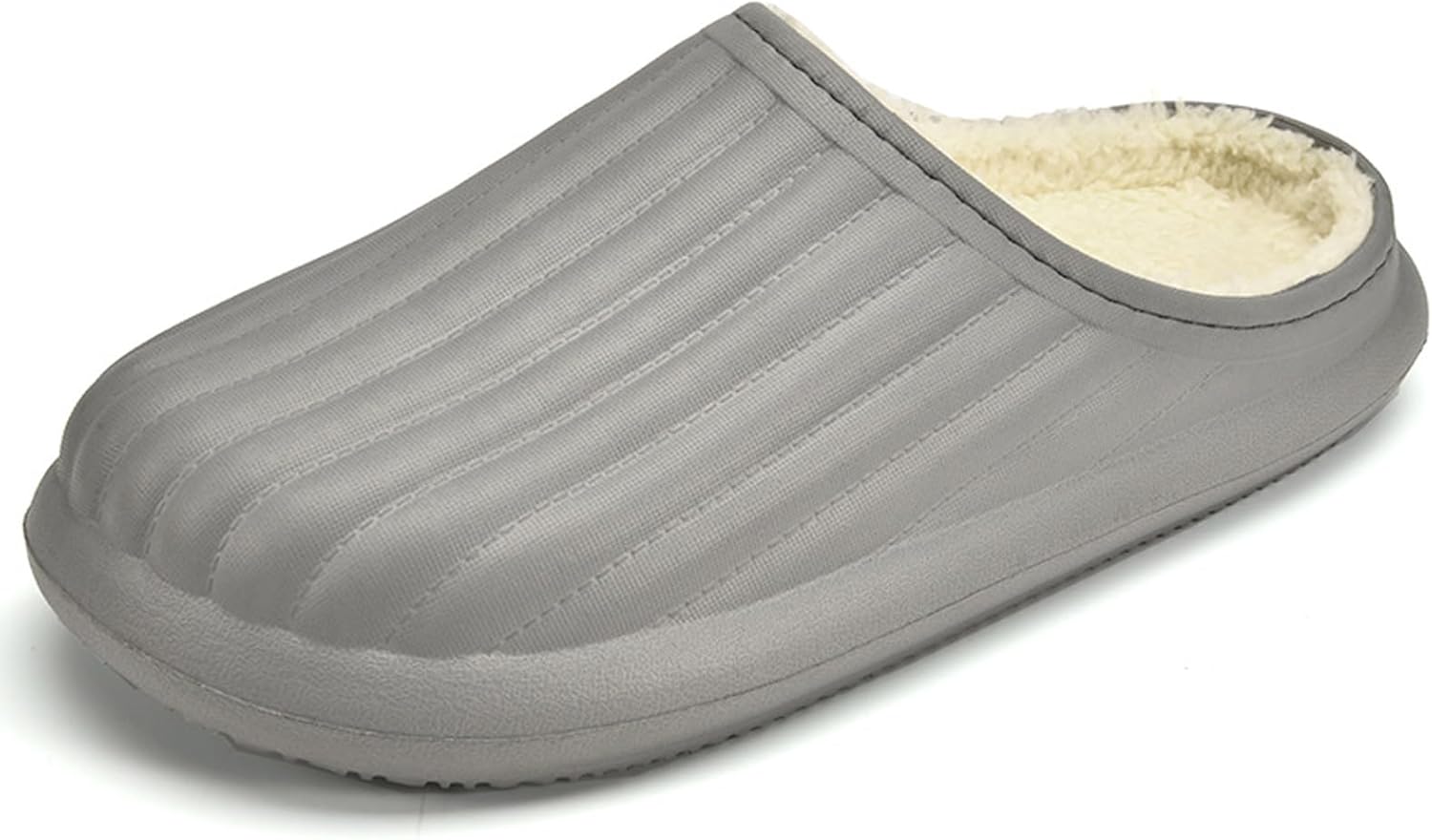 

Тапочки с подошвой из резины и верхом из ЭВА, утепленные, водоотталкивающие, противоскользящие, с меховой подкладкой, теплые Cpslides, серый