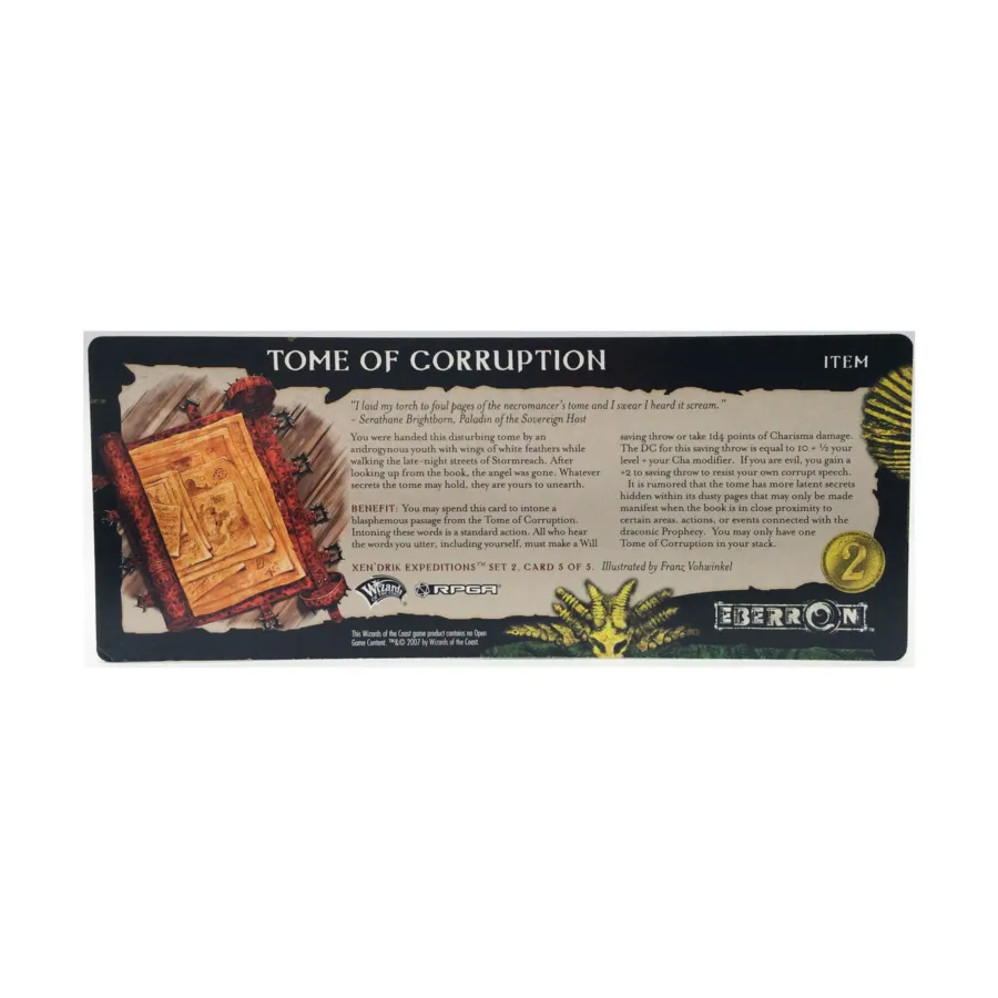 

Xen'Drik Expeditions RPGA Set 2 — Карта 5 из 5, Фолиант порчи, Eberron (d20)
