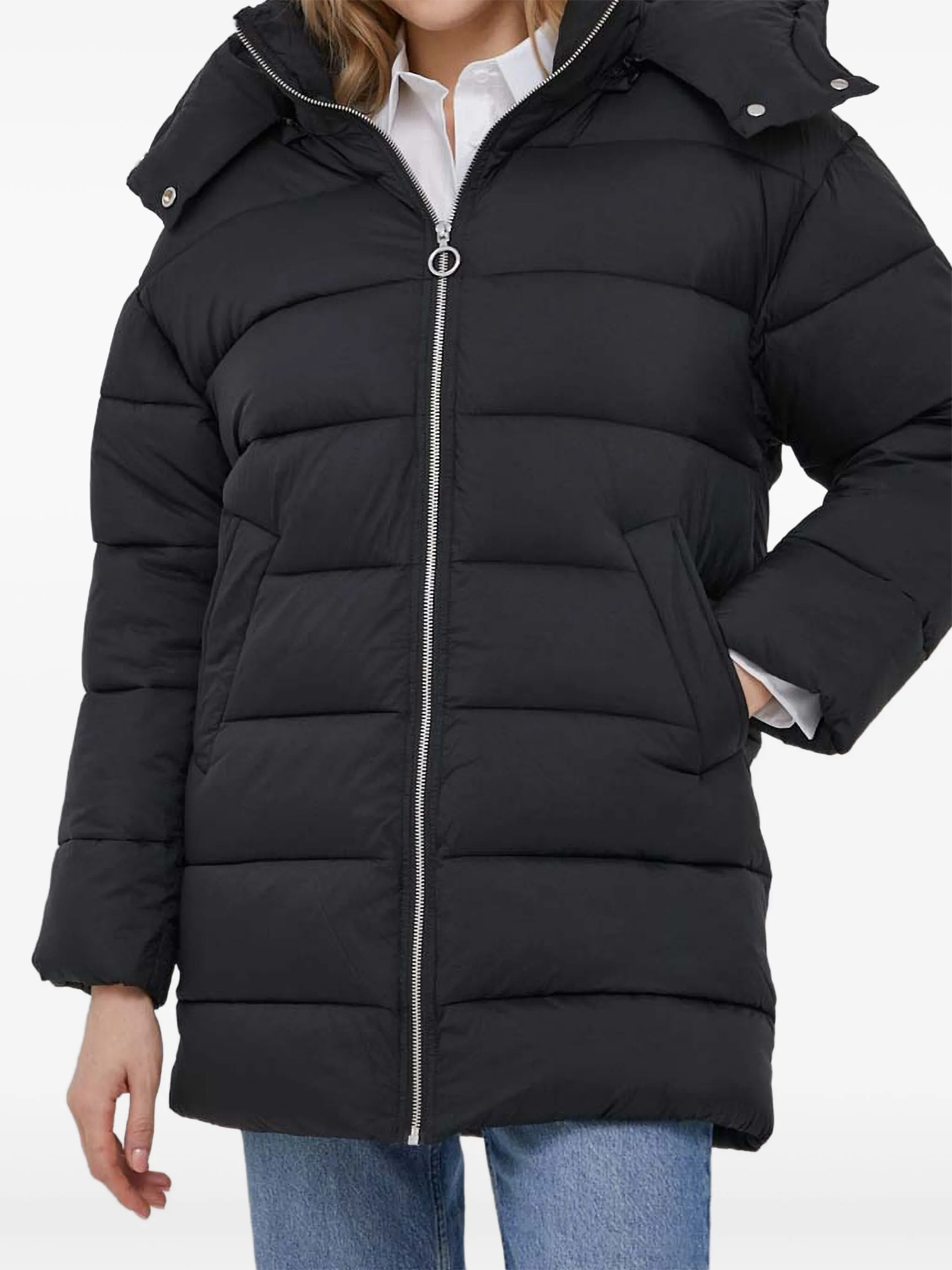 

Пальто на молнии с капюшоном Benetton, черный