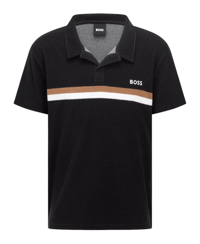 

Черная махровая рубашка-поло Hugo, черный