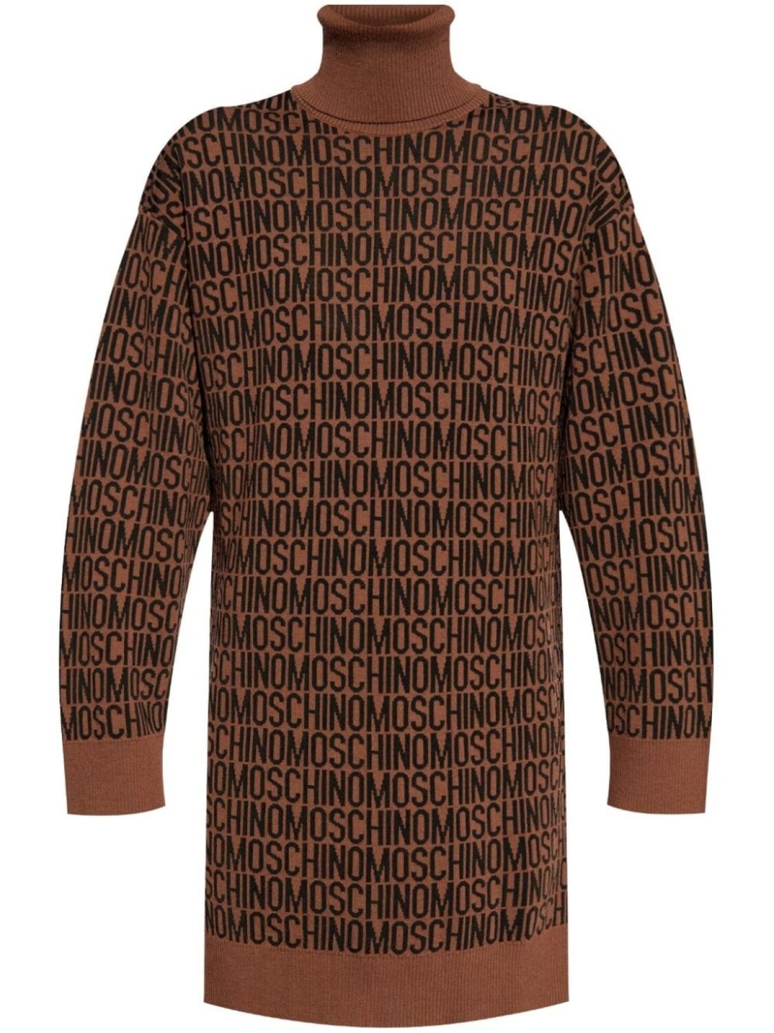 

Moschino платье вязки интарсия с логотипом, коричневый
