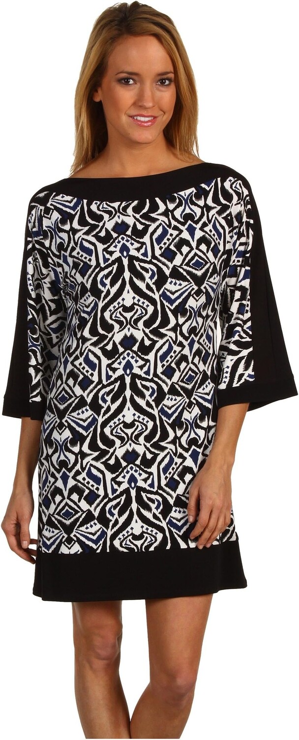 

Платье LAUNDRY BY SHELLI SEGAL Kimono Sleeve Tribal Ikat Matte Jersey Dress, цвет Blueprint
