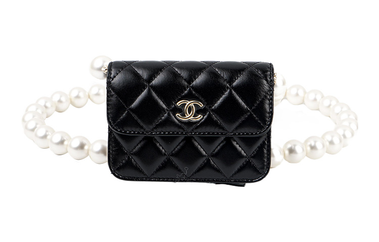 

CHANEL Женская черная кожаная сумка через плечо для монет