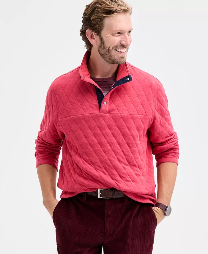 

Мужской стеганый свитер с воротником-стойкой на кнопках Club Room, оранжевый