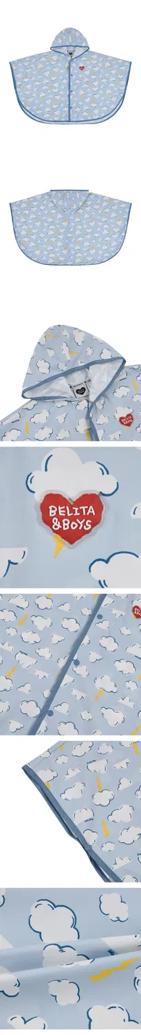 Детское дождевое пончо Cloud All Over, светло-голубое, от Belita&Boys — фото 3