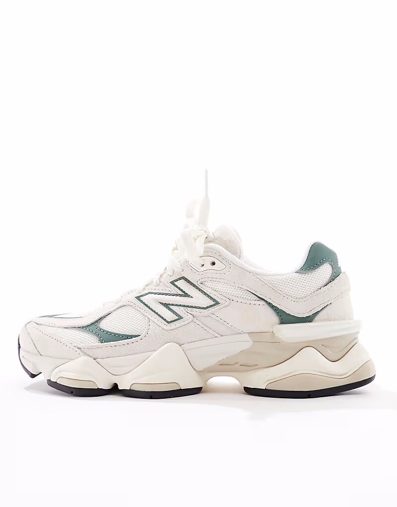 Кроссовки New Balance 9060 в кремово-белом и зеленом цветах — фото 2