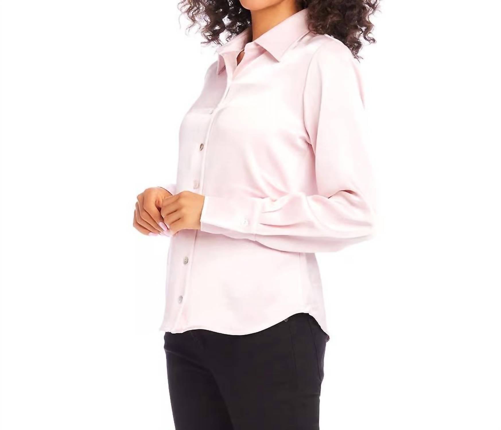 

Розовая атласная блуза со складками сбоку Karen Kane