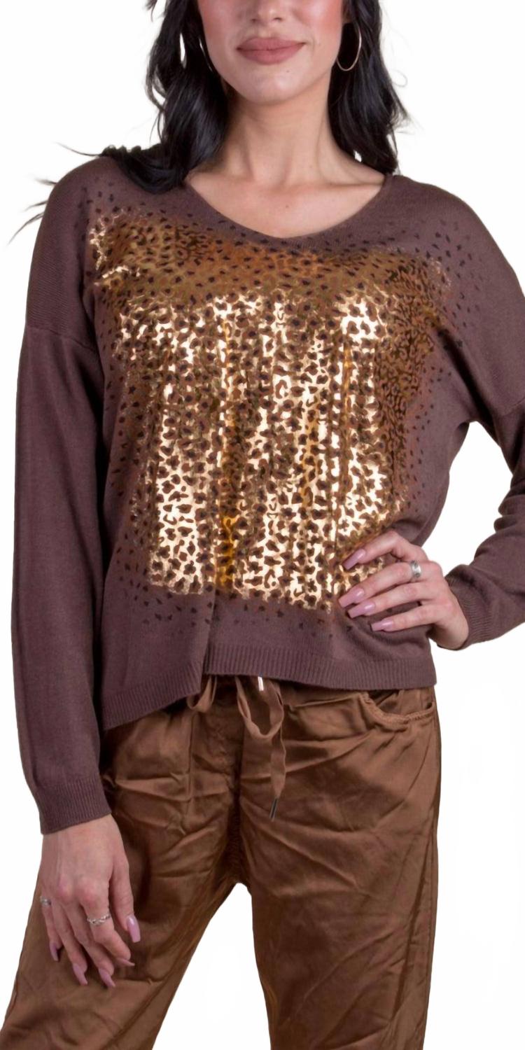 

Шоколадный свитер с гепардом Idalia GIGI MODA, коричневый