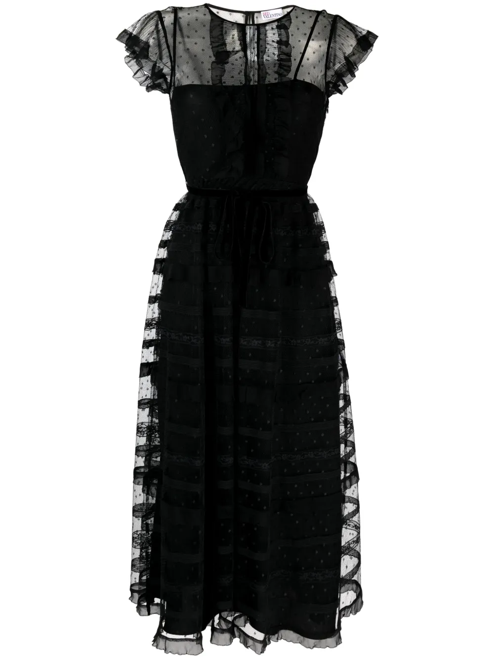 

Платье миди с оборками RED Valentino, черный