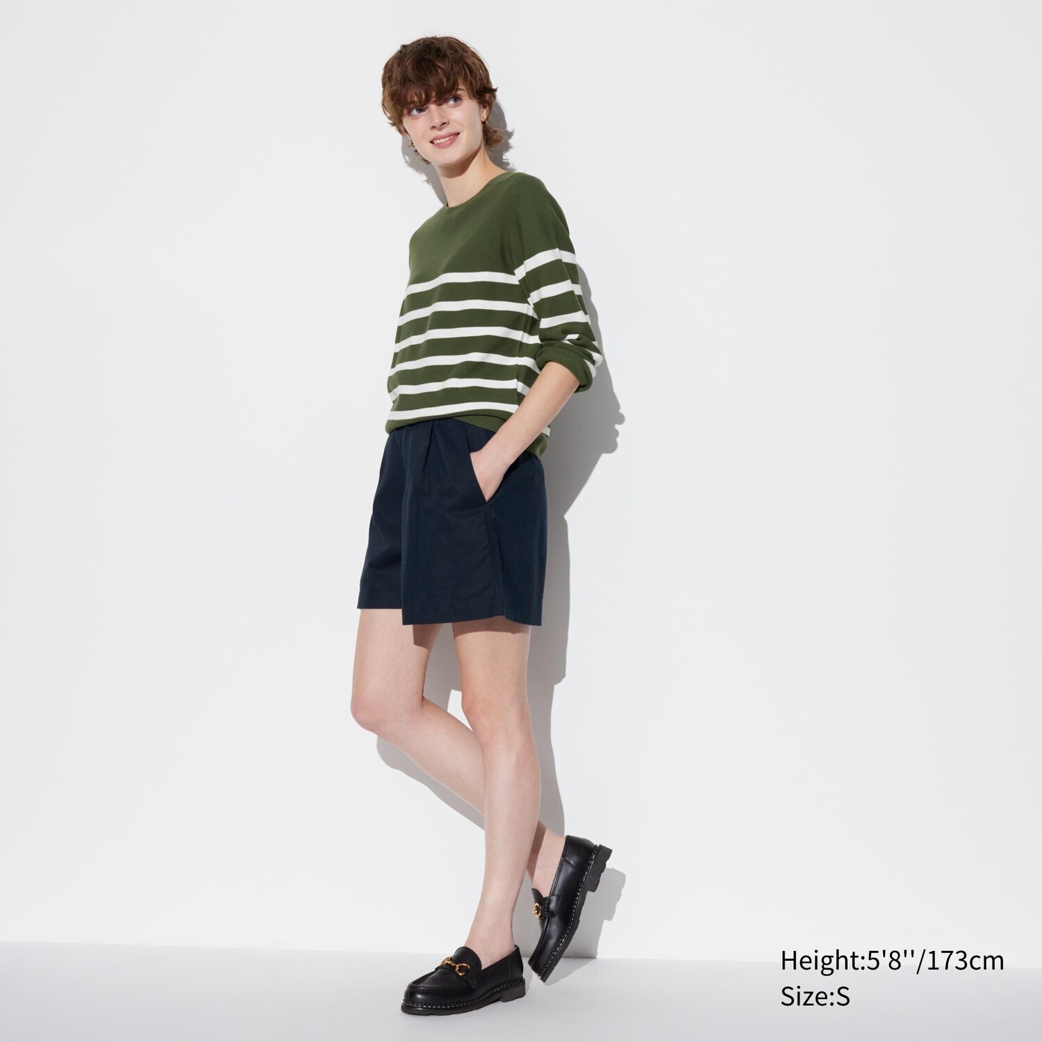 

Шорты Uniqlo из льна и хлопка, темно-синий