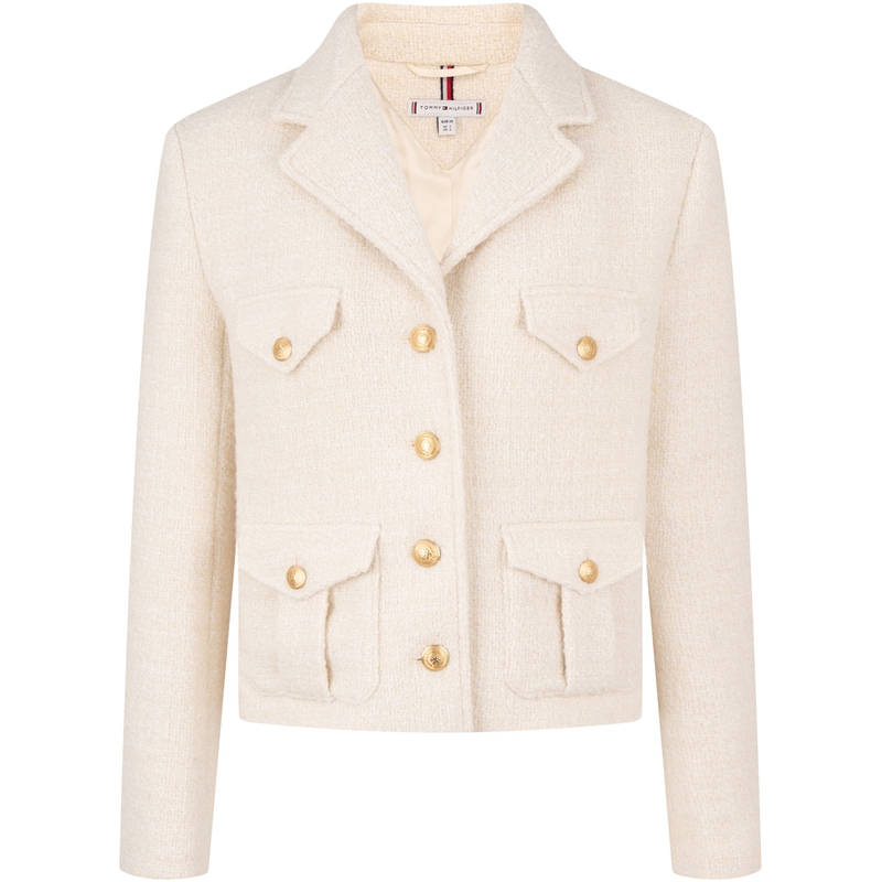 Tommy Hilfiger Женский короткий пиджак деловой костюм экрю, Ecru YBH — фото 3