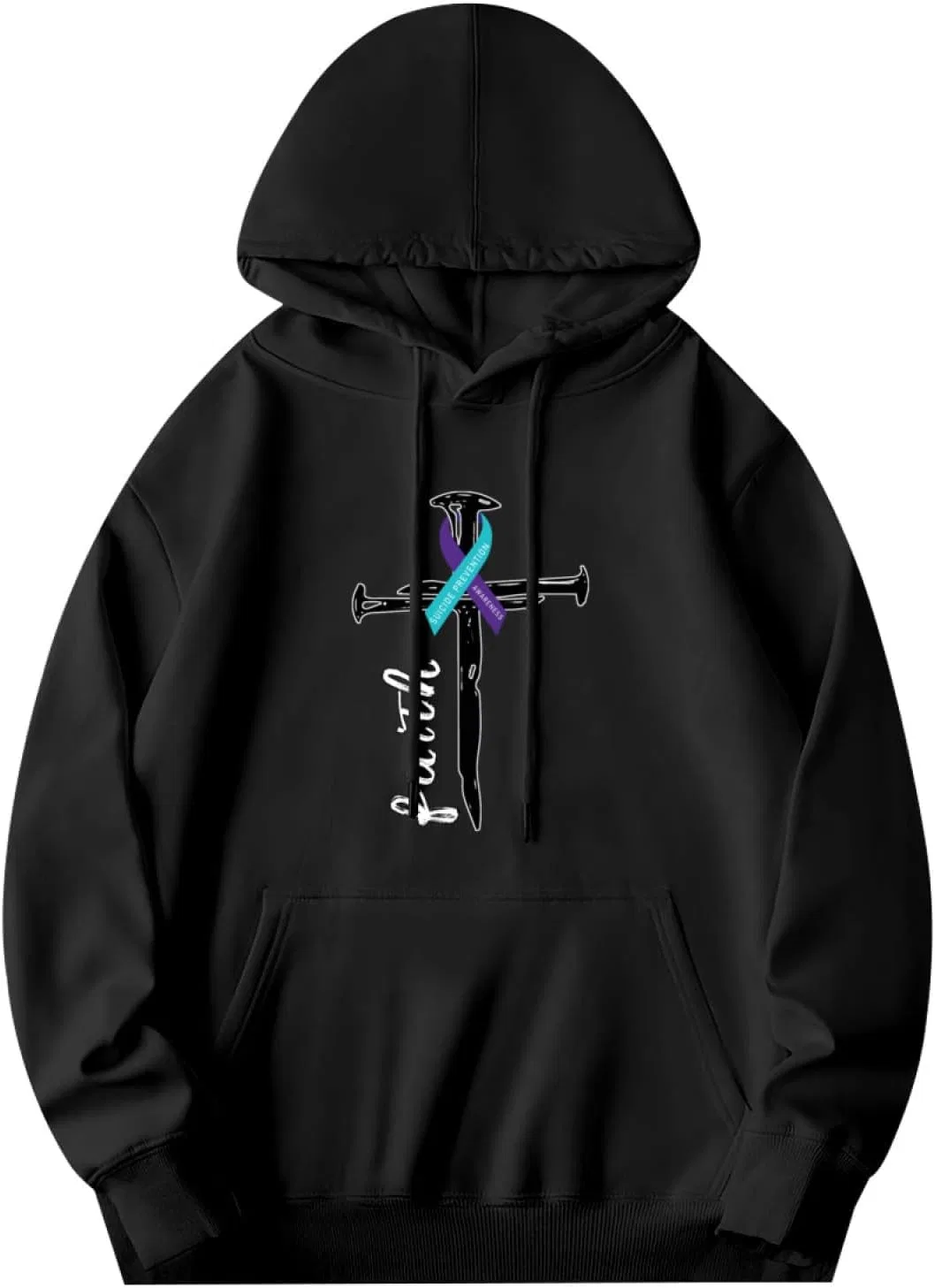 Generic Мужская толстовка с капюшоном, посвященная профилактике самоубийств, Faith Jesus Nail Cross — фото 4