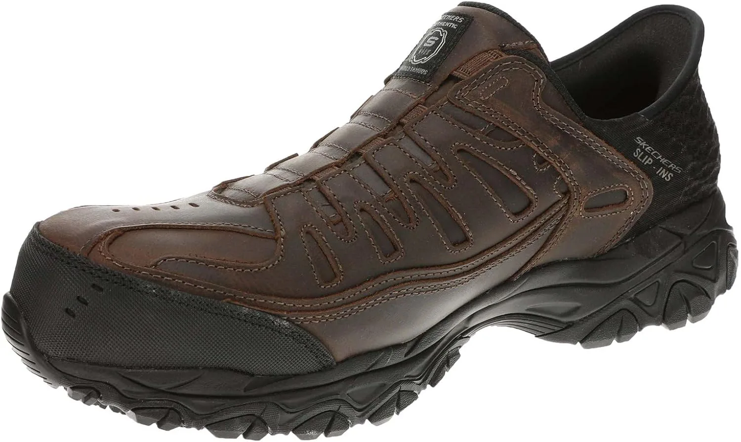 Мужские строительные кроссовки Skechers Holdredge Ryker Hands Free без шнурков, коричневый — фото 4